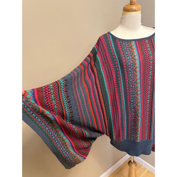 NWOT NOVICA Colorful Striped Alpaca Wool Blend Sweater “Fiesta Dance" Sz L/XL - Picture 4 of 6